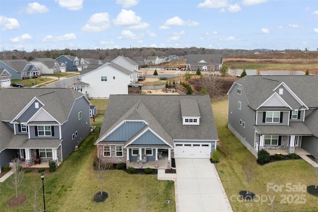 aerial view featuring a residential view