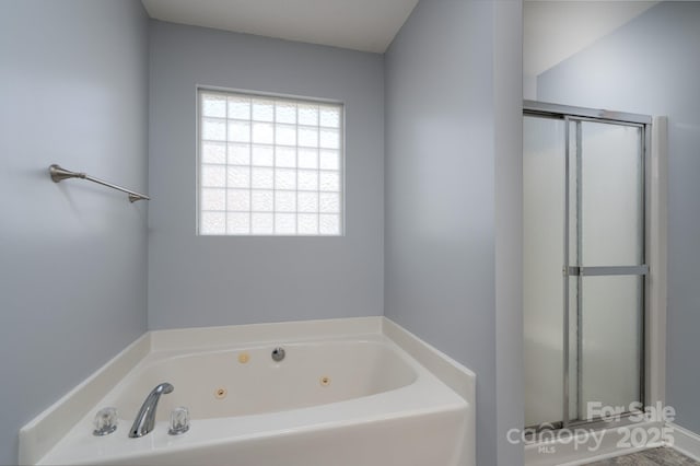 280 Bonaventure Dr, Salisbury, NC 28147 - bathroom featuring a shower stall and a tub with jets