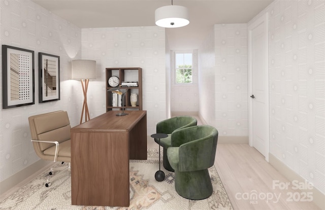 3018 Casting St Unit 20, Charlotte, NC 28206 - home office with wallpapered walls and wood finished floors