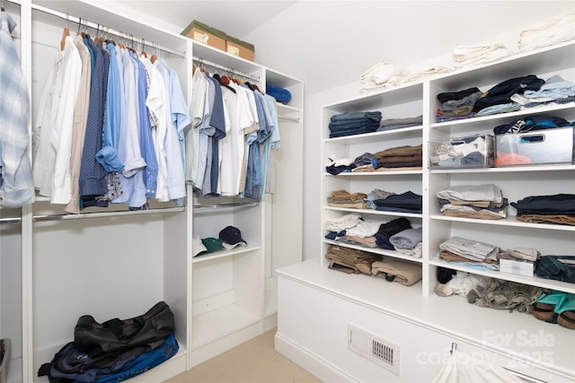 walk in closet featuring visible vents