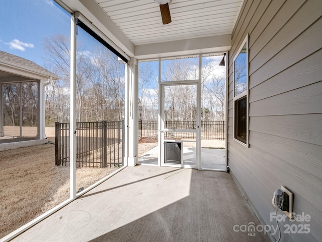 view of unfurnished sunroom