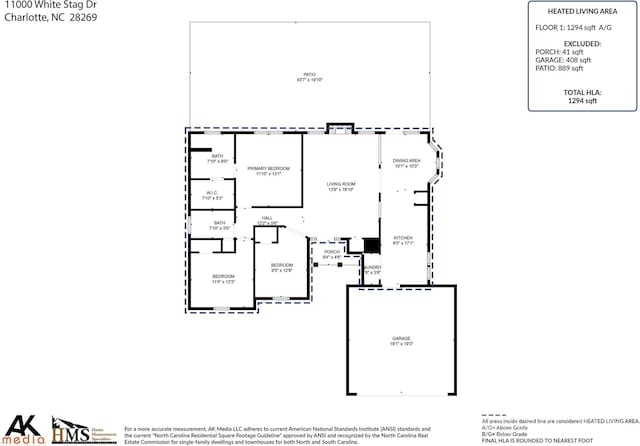 11000 White Stag Dr, Charlotte, NC 28269 - view of property floor plan