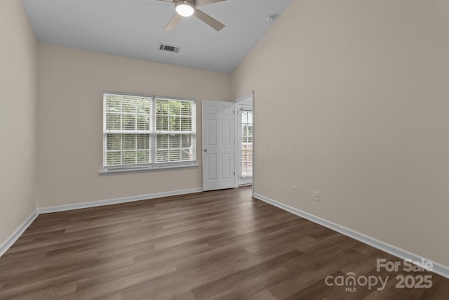 2592 Brackley Pl NW, Concord, NC 28027 - empty room with ceiling fan, wood finished floors, and baseboards