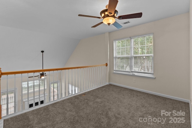 2592 Brackley Pl NW, Concord, NC 28027 - additional living space featuring ceiling fan, carpet, baseboards, and lofted ceiling