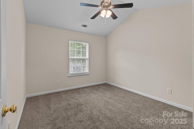 2592 Brackley Pl NW, Concord, NC 28027 - carpeted spare room with a ceiling fan, lofted ceiling, and baseboards