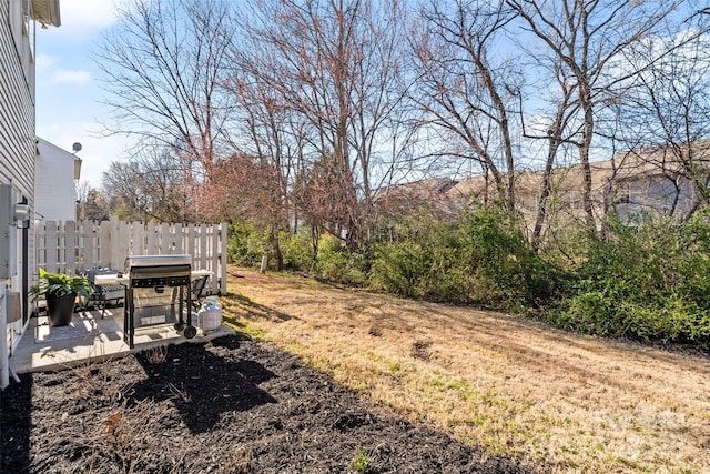 view of yard featuring fence