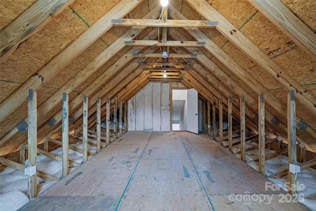 view of unfinished attic