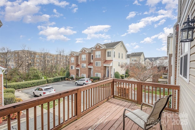 deck with a residential view