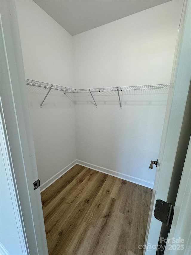 spacious closet with wood finished floors