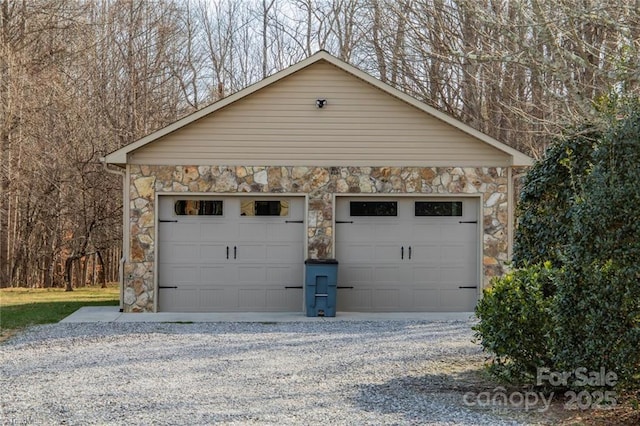 view of detached garage