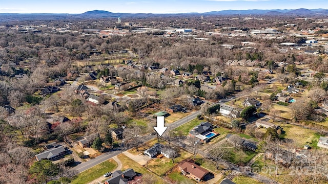 aerial view with a mountain view