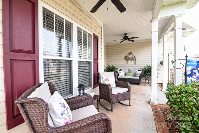 313 Garner Dr, Salisbury, NC 28146 - view of patio / terrace featuring a porch and ceiling fan