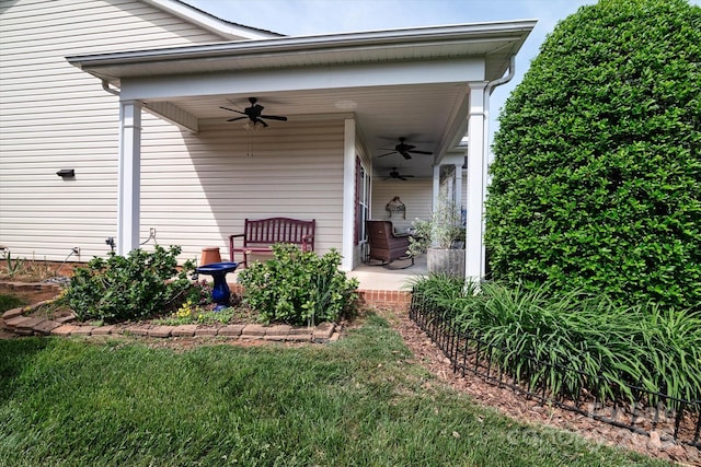 313 Garner Dr, Salisbury, NC 28146 - exterior space featuring ceiling fan and a porch