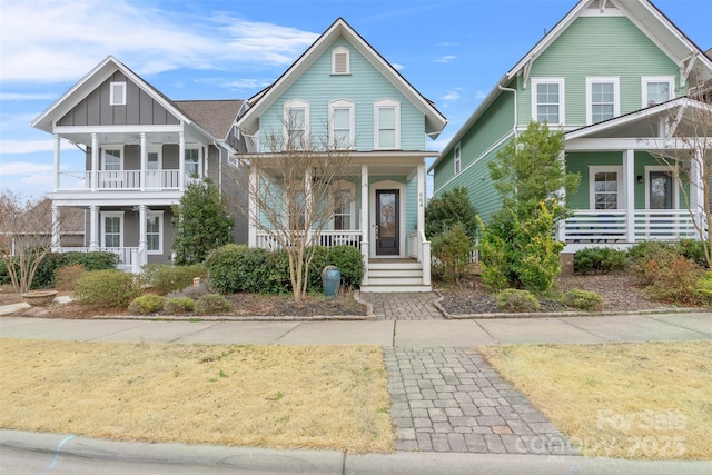 view of front of home with a porch and board and batten siding