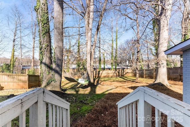 view of yard featuring a fenced backyard