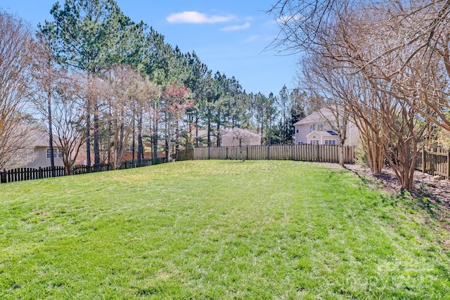 view of yard featuring a fenced backyard