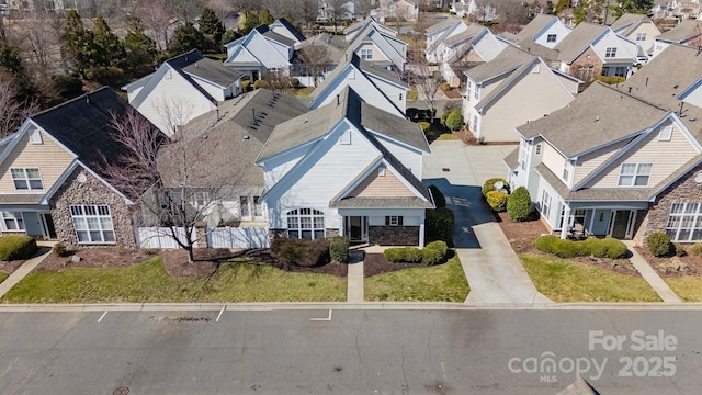 bird's eye view with a residential view