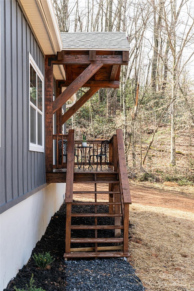 wooden deck with stairway