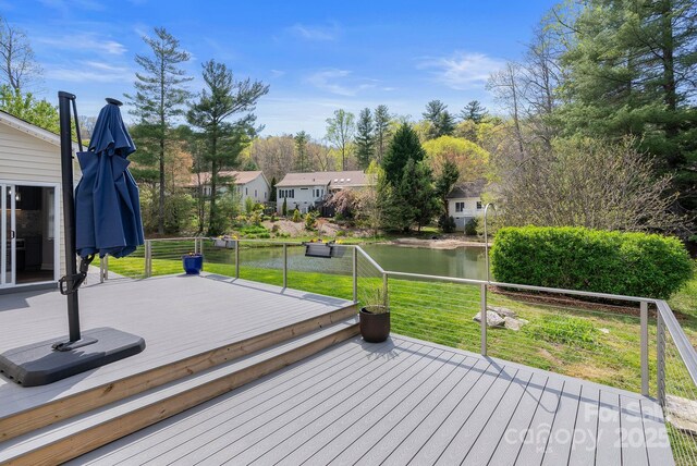 79 Mill Pond Way, Hendersonville, NC 28791 - deck with a yard and a water view