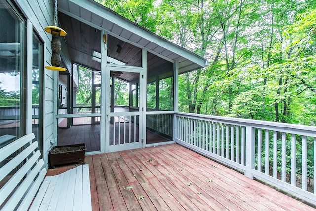 162 Southerland Rd, Pisgah Forest, NC 28768 - wooden terrace featuring a sunroom