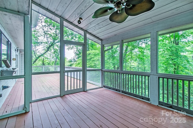 162 Southerland Rd, Pisgah Forest, NC 28768 - unfurnished sunroom with ceiling fan and healthy amount of natural light