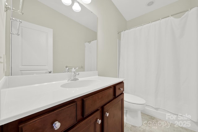 full bath featuring tile patterned floors, toilet, and vanity