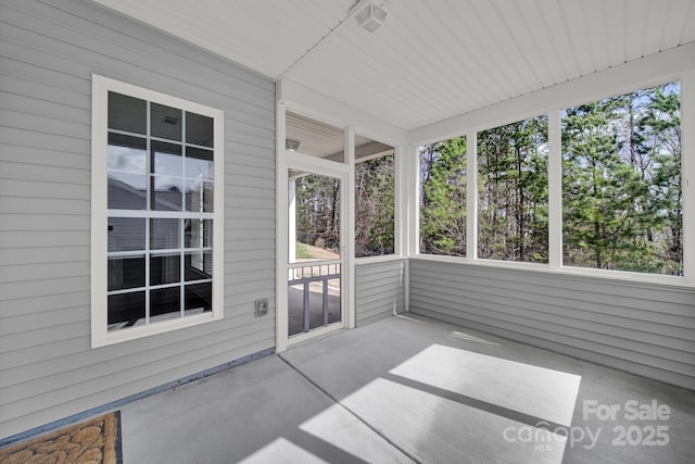 view of unfurnished sunroom