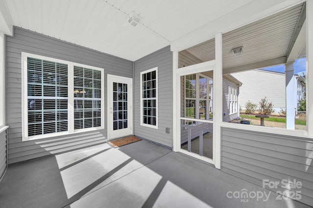 view of unfurnished sunroom