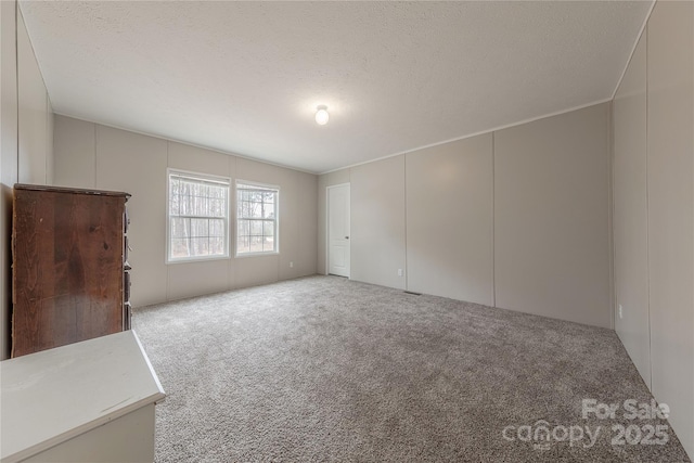 carpeted spare room featuring a textured ceiling