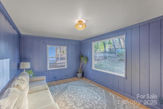 living area featuring wood finished floors