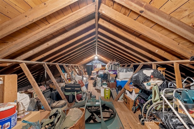 view of unfinished attic