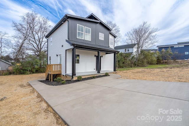 view of front of house featuring a porch and board and batten siding