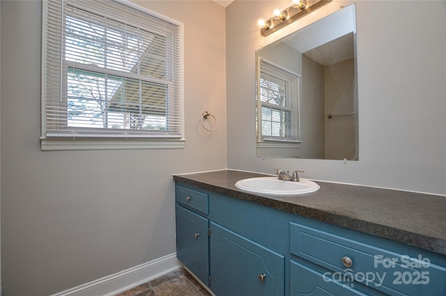 bathroom with baseboards and vanity