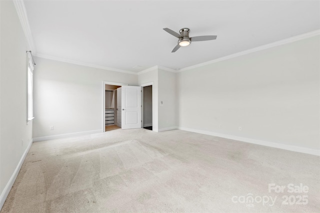 1300 Dali Blvd, Mount Holly, NC 28120 - carpeted empty room featuring ornamental molding, baseboards, and ceiling fan