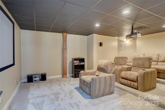 15100 Durmast Ct, Mint Hill, NC 28227 - carpeted cinema room with recessed lighting, a drop ceiling, and baseboards