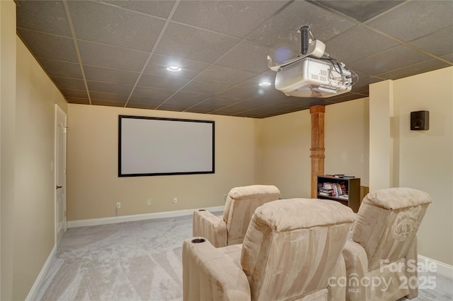 15100 Durmast Ct, Mint Hill, NC 28227 - home theater room with carpet, baseboards, and a drop ceiling