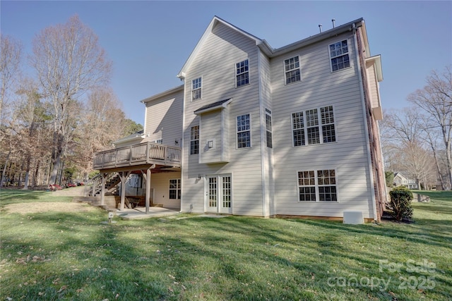 15100 Durmast Ct, Mint Hill, NC 28227 - rear view of house featuring a yard, a patio area, a wooden deck, and stairs