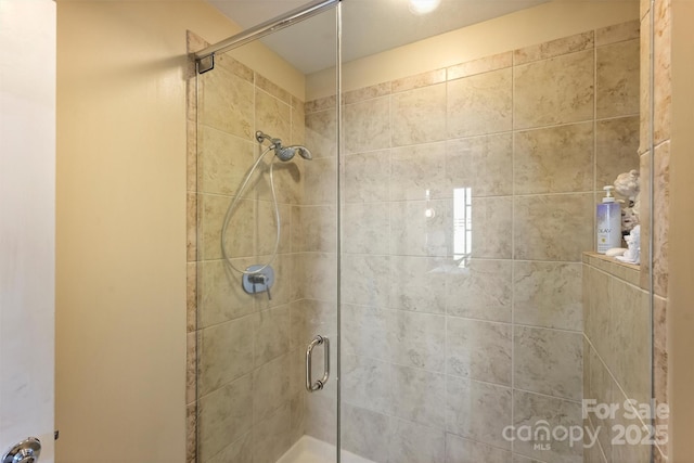 bathroom featuring a shower stall