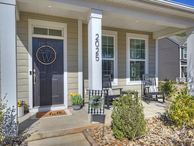 property entrance with a porch