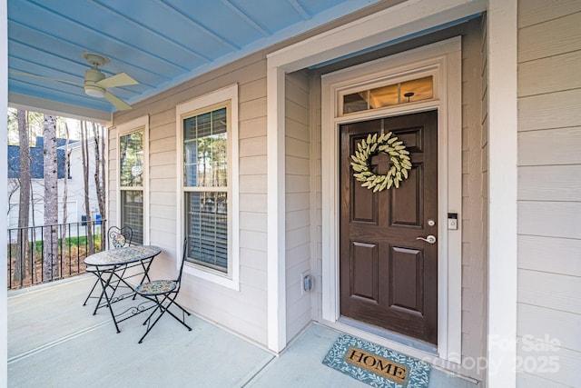 doorway to property featuring a porch