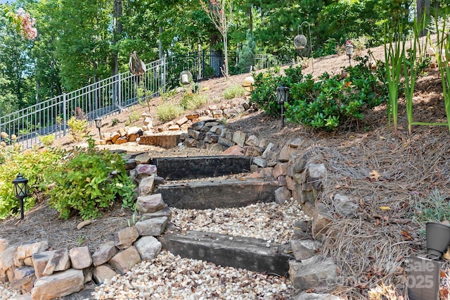 view of yard featuring fence