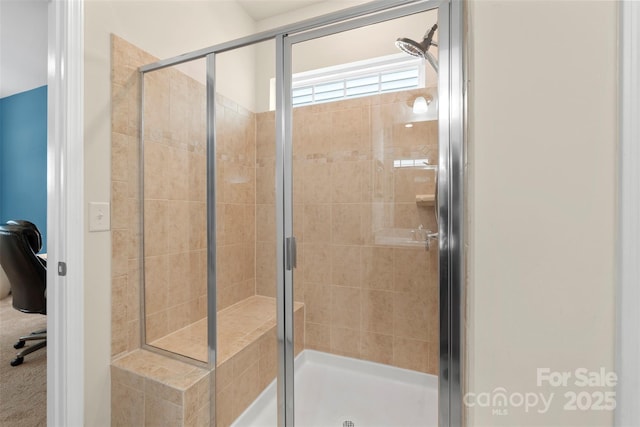 bathroom featuring a shower stall