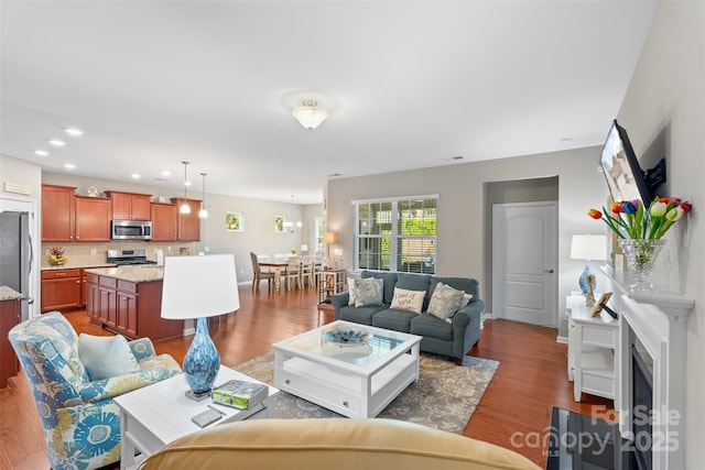 4001 Perth Rd, Fort Mill, SC 29707 - living room featuring recessed lighting, wood finished floors, and visible vents