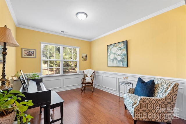4001 Perth Rd, Fort Mill, SC 29707 - sitting room with crown molding, a wainscoted wall, wood finished floors, and visible vents