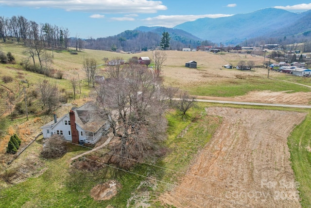 aerial view with a rural view and a mountain view