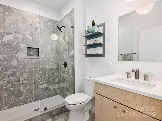 433 W Haywood St, Asheville, NC 28801 - bathroom with a tile shower, toilet, and vanity