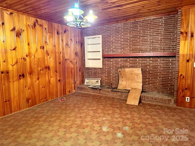 2412 Daves Dr, Shelby, NC 28152 - empty room featuring wood ceiling and wooden walls