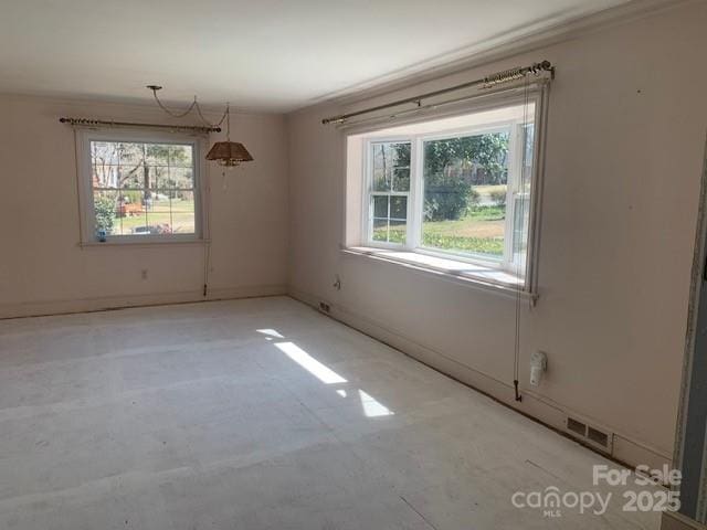 view of unfurnished dining area