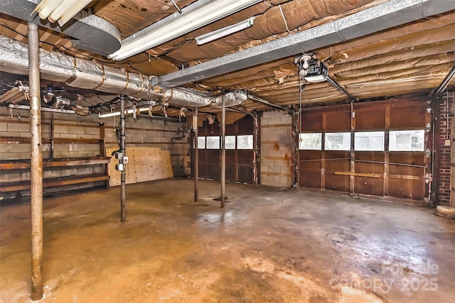basement with a garage