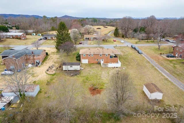 aerial view with a mountain view